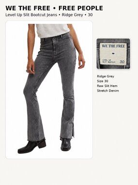 Free People We The Free Level Up Slit Bootcut Jeans Ridge Grey Size 30